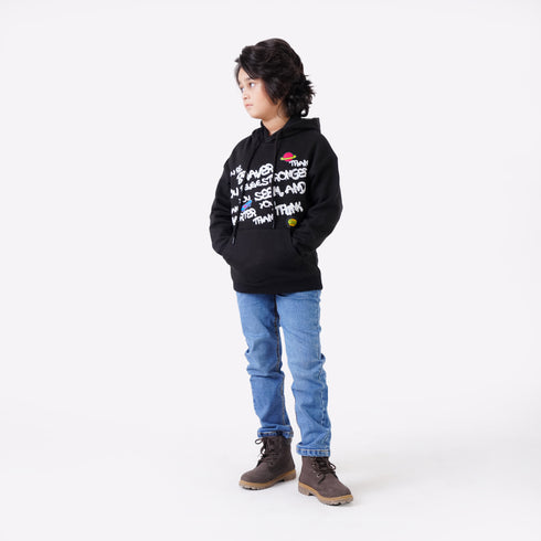 SLOGAN PRINTED PULLOVER HOODIE